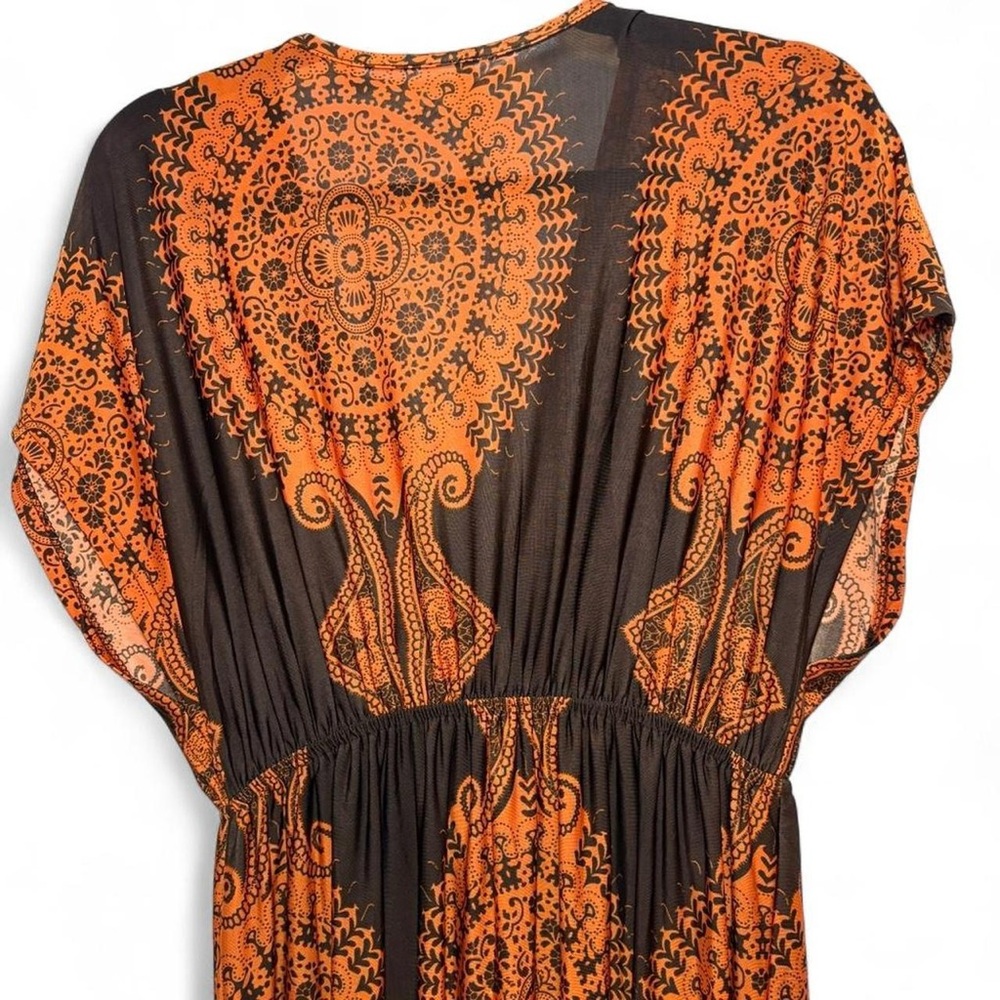 India Boutique Brown Maxi Dress with Orange Medallion Print - Picture 8 of 8